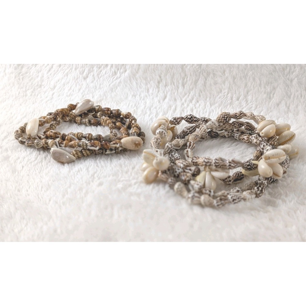 Lot of‎ 2 Shell Necklaces Cowrie Seashell Boho Beach Layered Statement